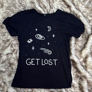 Forever 21 Vintage Space Cosmos Galaxy Black White Shirt Women’s Size Small S